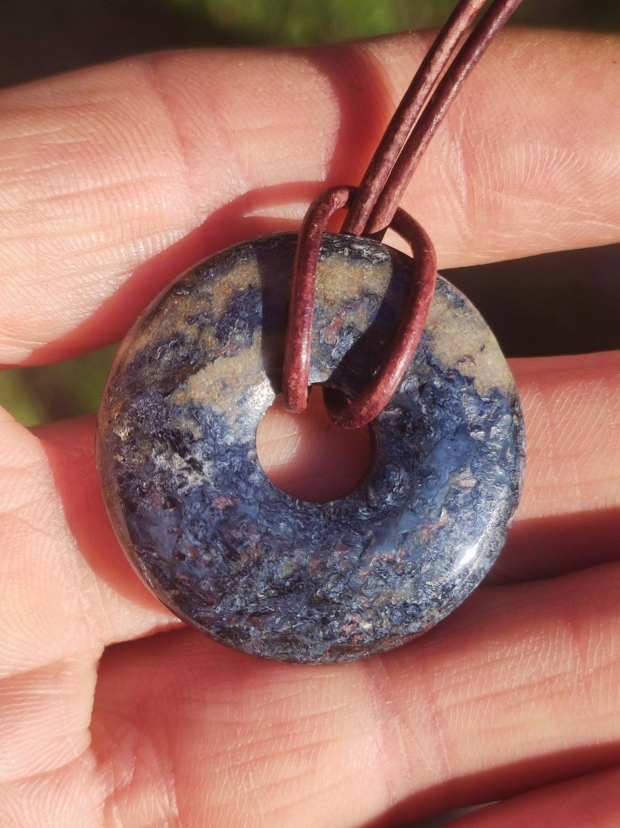 Pietersite blau ~ Edelstein Kette ~HIPPIE ~GOA ~Boho ~Tibet ~Ethno ~Nature ~Donut ~Schutzsymbol ~Rarität - Art of Nature Berlin