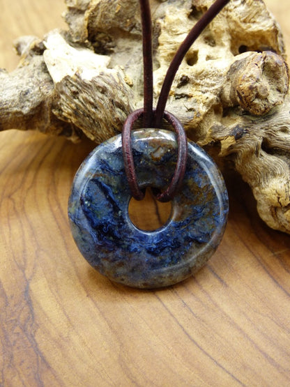 Pietersite blau ~ Edelstein Kette ~HIPPIE ~GOA ~Boho ~Tibet ~Ethno ~Nature ~Donut ~Schutzsymbol ~Rarität - Art of Nature Berlin