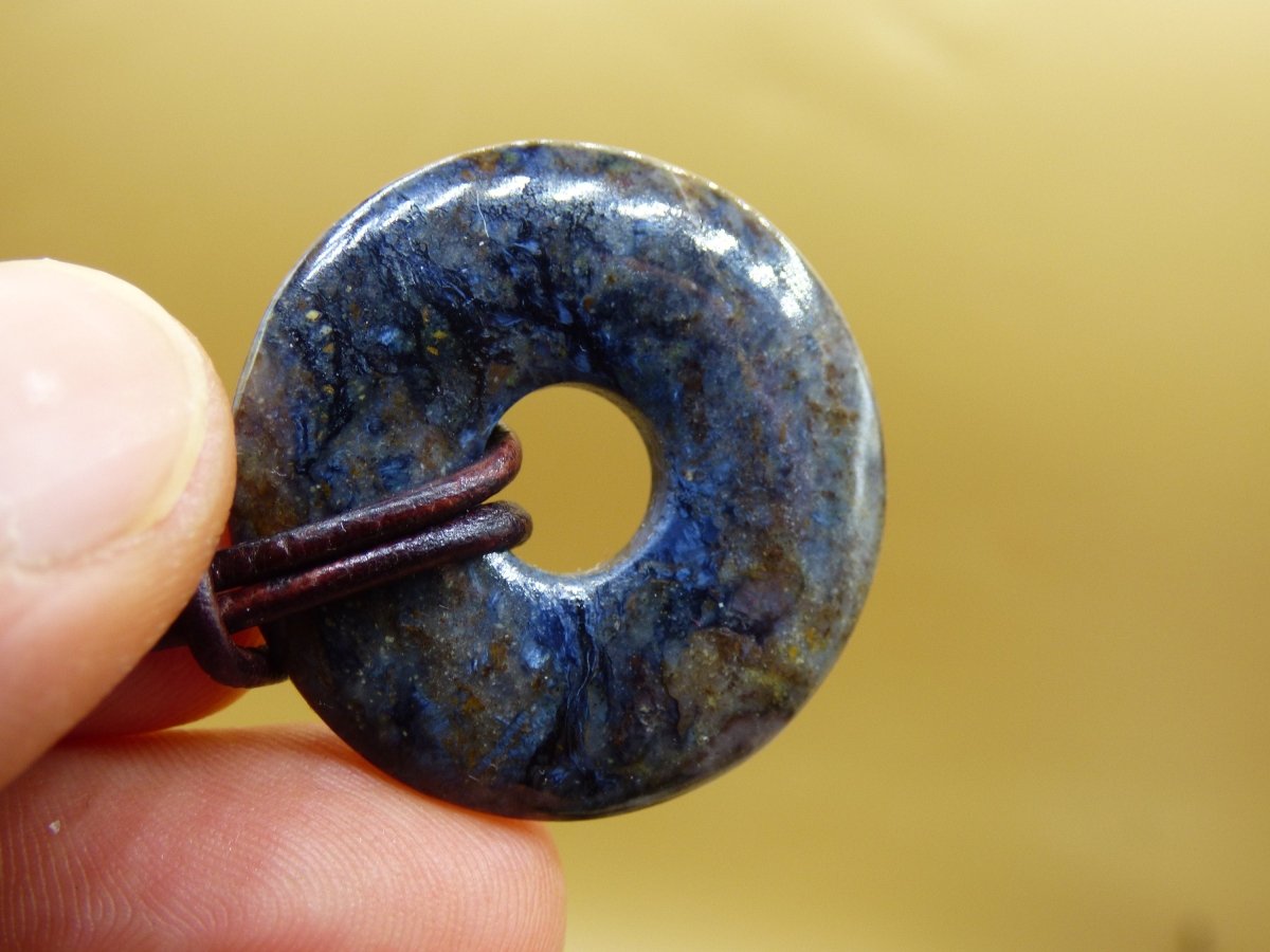 Pietersite blau ~ Edelstein Kette ~HIPPIE ~GOA ~Boho ~Tibet ~Ethno ~Nature ~Donut ~Schutzsymbol ~Rarität - Art of Nature Berlin