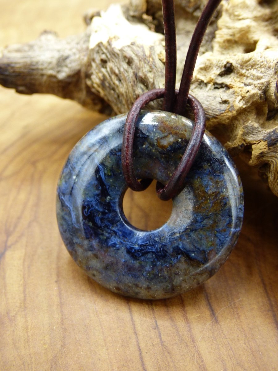 Pietersite blau ~ Edelstein Kette ~HIPPIE ~GOA ~Boho ~Tibet ~Ethno ~Nature ~Donut ~Schutzsymbol ~Rarität - Art of Nature Berlin