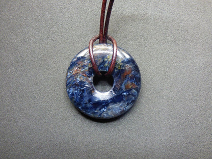 Pietersite blau ~ Edelstein Kette ~HIPPIE ~GOA ~Boho ~Tibet ~Ethno ~Nature ~Donut ~Schutzsymbol ~Rarität - Art of Nature Berlin