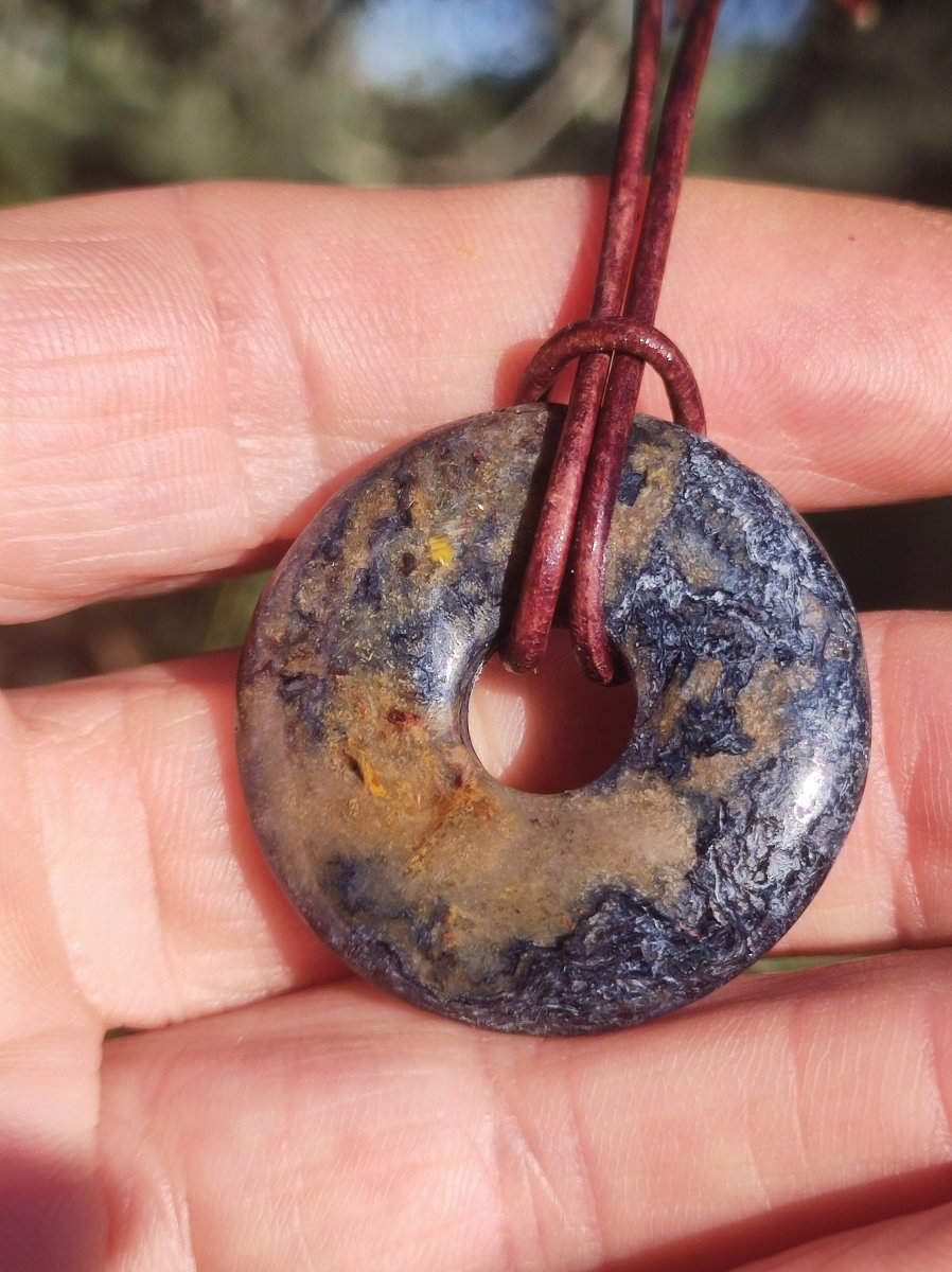 Pietersite blau ~ Edelstein Kette ~HIPPIE ~GOA ~Boho ~Tibet ~Ethno ~Nature ~Donut ~Schutzsymbol ~Rarität - Art of Nature Berlin