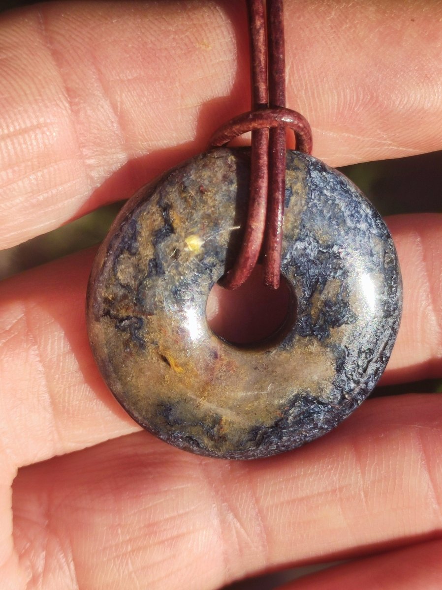 Pietersite blau ~ Edelstein Kette ~HIPPIE ~GOA ~Boho ~Tibet ~Ethno ~Nature ~Donut ~Schutzsymbol ~Rarität - Art of Nature Berlin