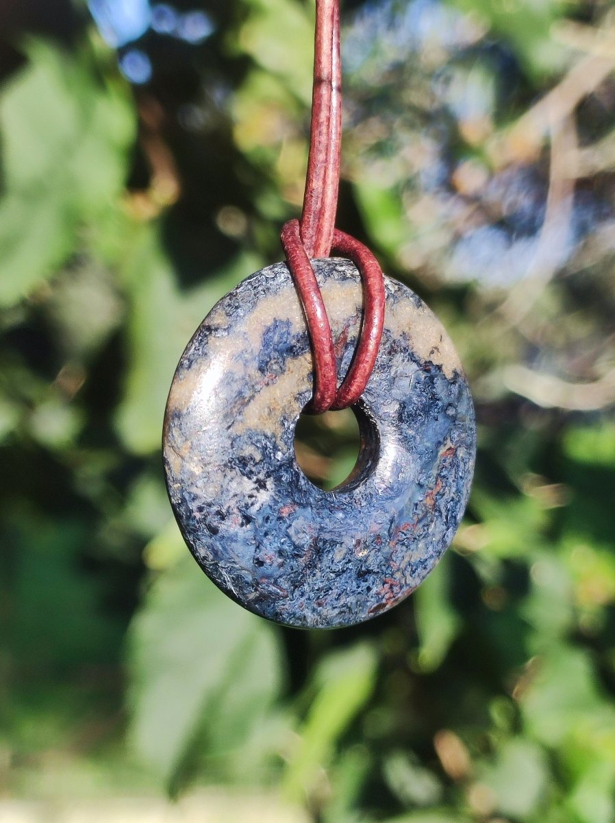 Pietersite blau ~ Edelstein Kette ~HIPPIE ~GOA ~Boho ~Tibet ~Ethno ~Nature ~Donut ~Schutzsymbol ~Rarität - Art of Nature Berlin