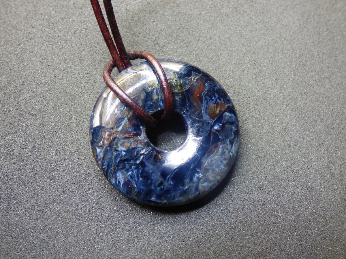 Pietersite blau ~ Edelstein Kette ~HIPPIE ~GOA ~Boho ~Tibet ~Ethno ~Nature ~Donut ~Schutzsymbol ~Rarität - Art of Nature Berlin