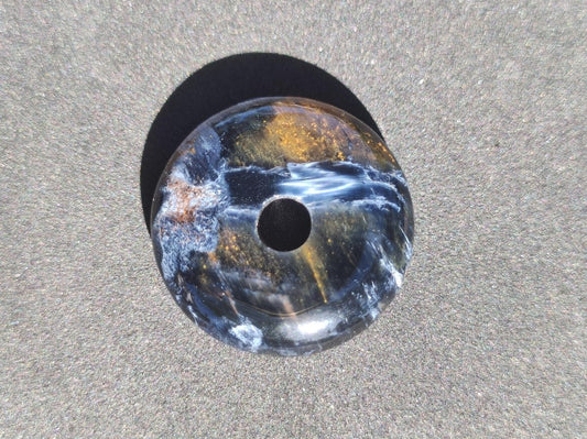 Pietersite blau gold - Edelstein Donut Kette Rarität selten Schutzsymbol Heilstein Kristall HIPPIE Boho Psy Ethno Mann Frau Geschenk Er Sie - Art of Nature Berlin