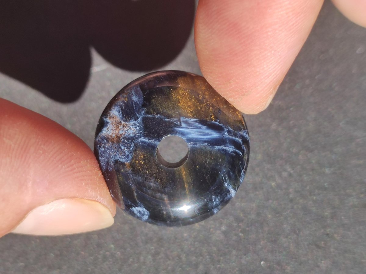 Pietersite blau gold - Edelstein Donut Kette Rarität selten Schutzsymbol Heilstein Kristall HIPPIE Boho Psy Ethno Mann Frau Geschenk Er Sie - Art of Nature Berlin
