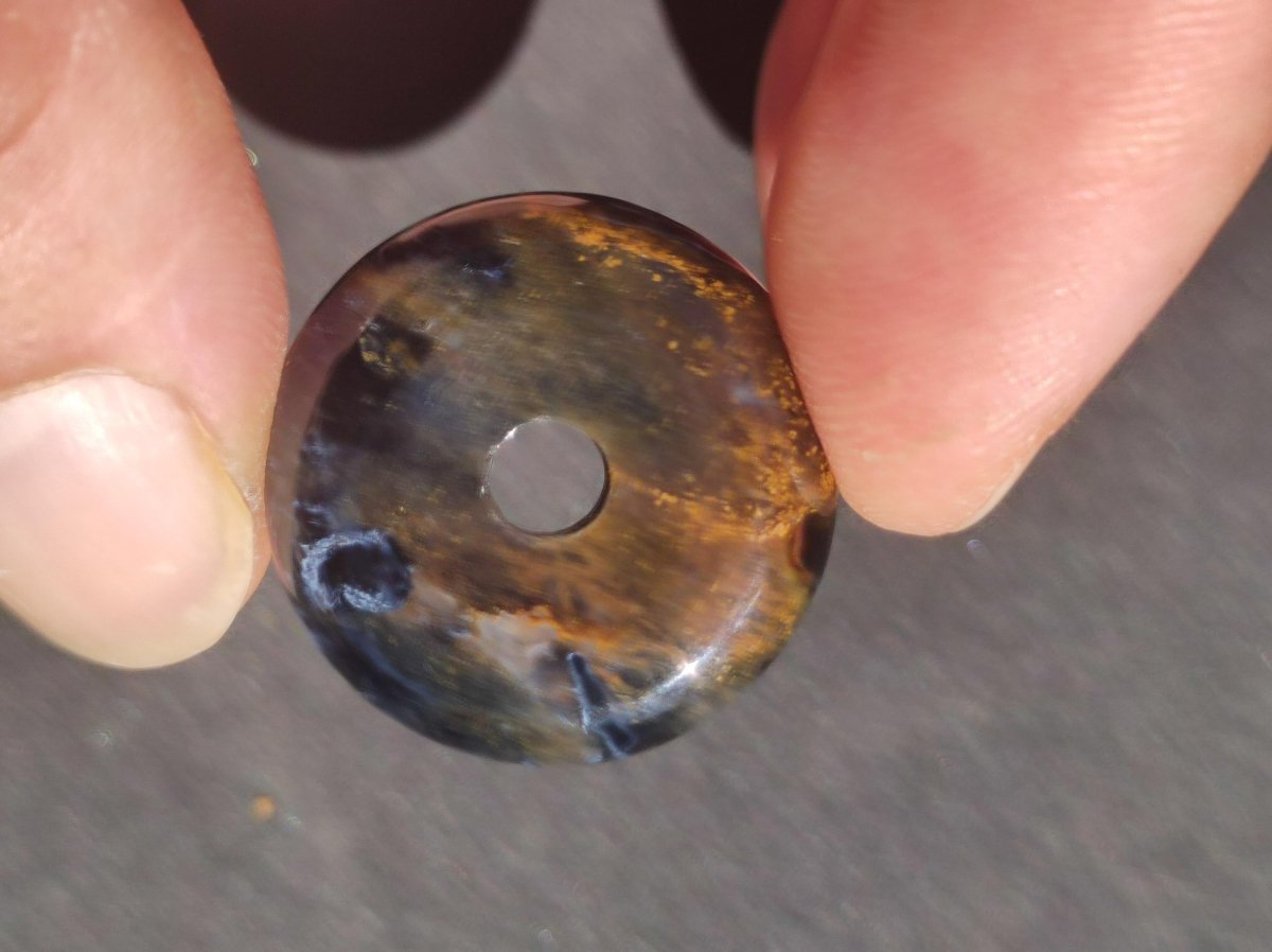 Pietersite blau gold - Edelstein Donut Kette Rarität selten Schutzsymbol Heilstein Kristall HIPPIE Boho Psy Ethno Mann Frau Geschenk Er Sie - Art of Nature Berlin