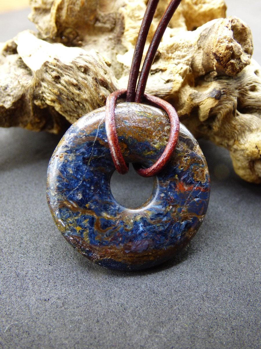 Pietersite blau gold ~ Edelstein Kette ~HIPPIE ~GOA ~Boho ~Tibet ~Ethno ~Nature ~Donut ~Schutzsymbol ~Rarität - Art of Nature Berlin