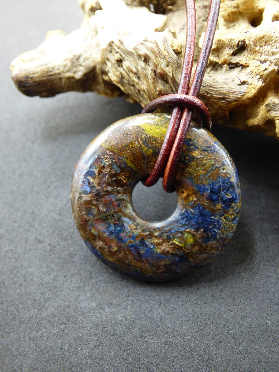 Pietersite blau gold ~ Edelstein Kette ~HIPPIE ~GOA ~Boho ~Tibet ~Ethno ~Nature ~Donut ~Schutzsymbol ~Rarität - Art of Nature Berlin