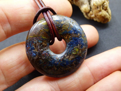 Pietersite blau gold ~ Edelstein Kette ~HIPPIE ~GOA ~Boho ~Tibet ~Ethno ~Nature ~Donut ~Schutzsymbol ~Rarität - Art of Nature Berlin