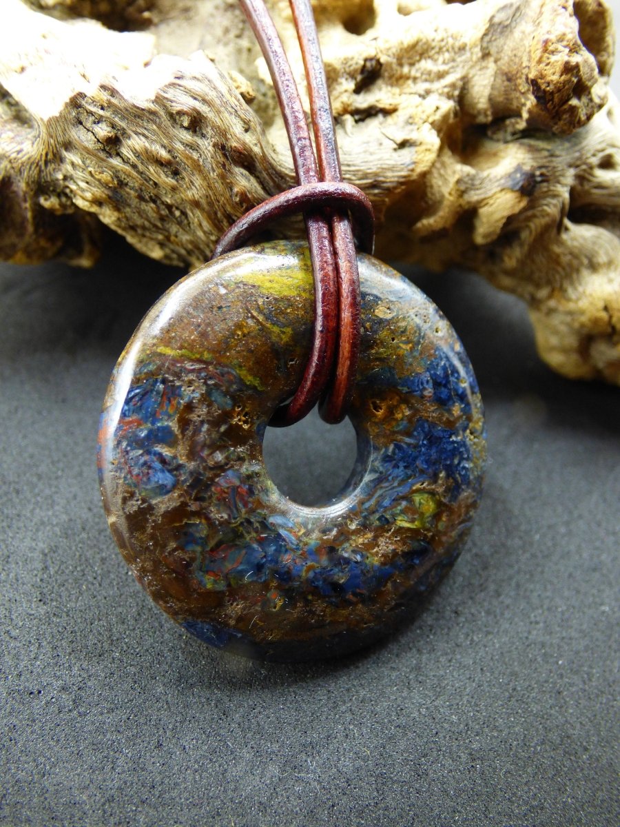 Pietersite blau gold ~ Edelstein Kette ~HIPPIE ~GOA ~Boho ~Tibet ~Ethno ~Nature ~Donut ~Schutzsymbol ~Rarität - Art of Nature Berlin