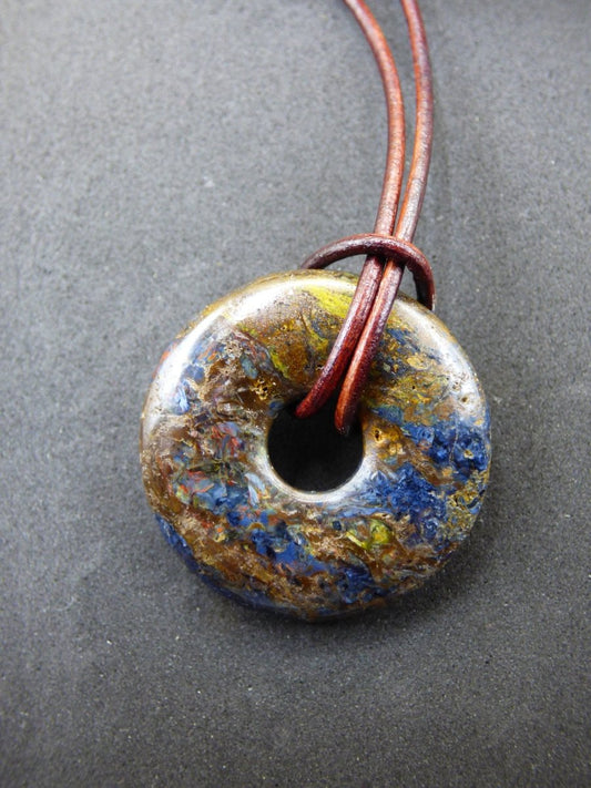 Pietersite blau gold ~ Edelstein Kette ~HIPPIE ~GOA ~Boho ~Tibet ~Ethno ~Nature ~Donut ~Schutzsymbol ~Rarität - Art of Nature Berlin