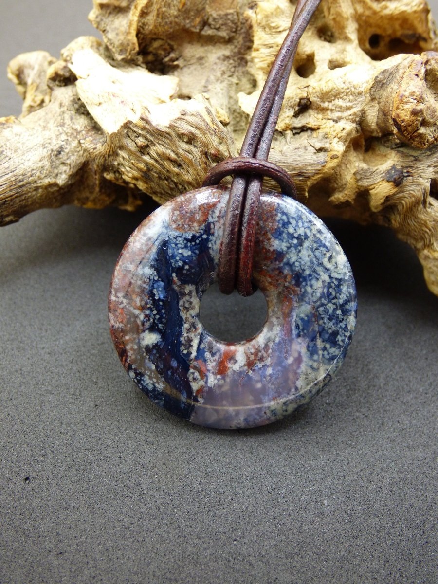 Pietersite blau & rot ~ Edelstein Kette ~HIPPIE ~GOA ~Boho ~Tibet ~Ethno ~Nature ~Donut ~Schutzsymbol ~Rarität - Art of Nature Berlin