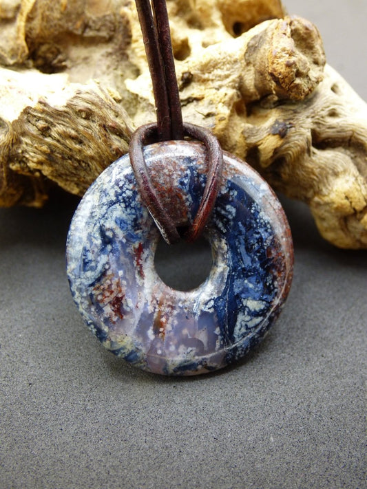 Pietersite blau & rot ~ Edelstein Kette ~HIPPIE ~GOA ~Boho ~Tibet ~Ethno ~Nature ~Donut ~Schutzsymbol ~Rarität - Art of Nature Berlin