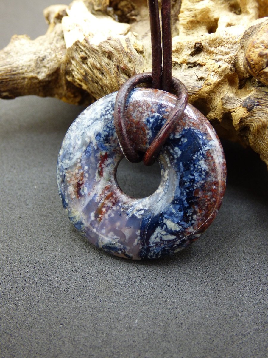 Pietersite blau & rot ~ Edelstein Kette ~HIPPIE ~GOA ~Boho ~Tibet ~Ethno ~Nature ~Donut ~Schutzsymbol ~Rarität - Art of Nature Berlin