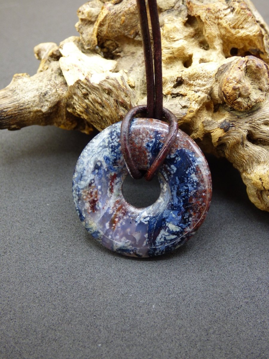 Pietersite blau & rot ~ Edelstein Kette ~HIPPIE ~GOA ~Boho ~Tibet ~Ethno ~Nature ~Donut ~Schutzsymbol ~Rarität - Art of Nature Berlin