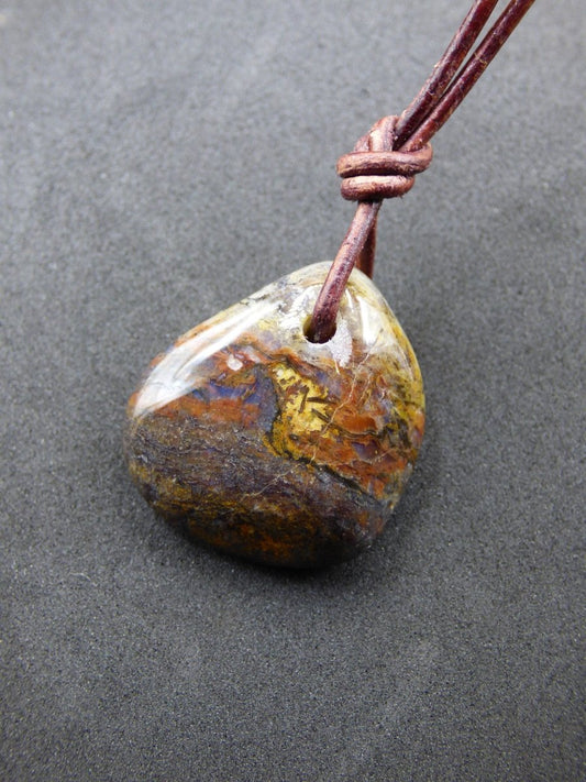 Pietersite Edelstein Kette - braun gold Natur Rarität Schutzsymbol Heilstein Kristall HIPPIE Boho Ethno Mann Frau Geschenk Er Sie - Art of Nature Berlin