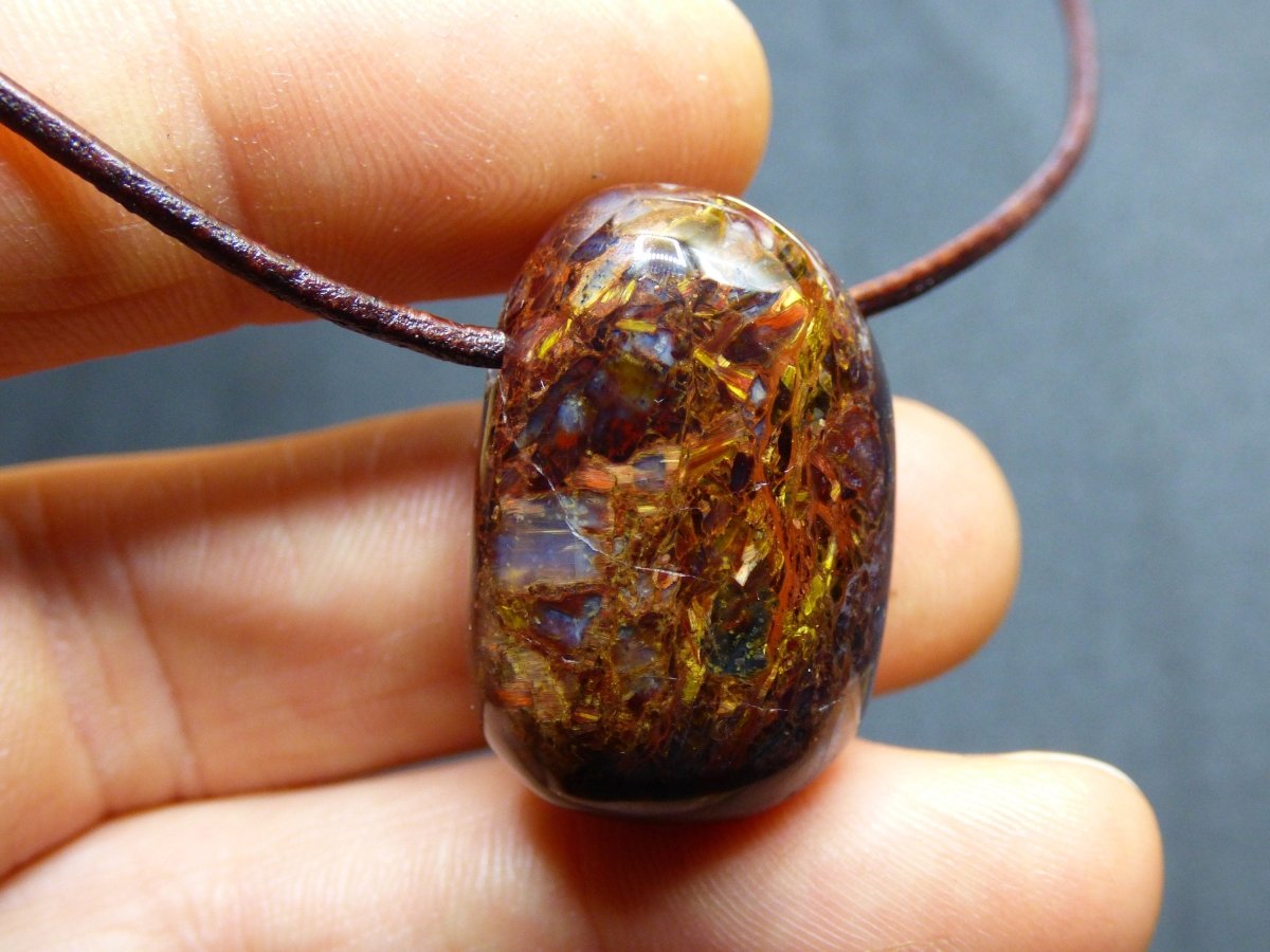 Pietersite Edelstein Kette ~HIPPIE ~GOA ~Boho ~Ethno ~Nature ~Heilstein ~Flash ~Fire ~Fluss ~Blitz ~Rarität - Art of Nature Berlin