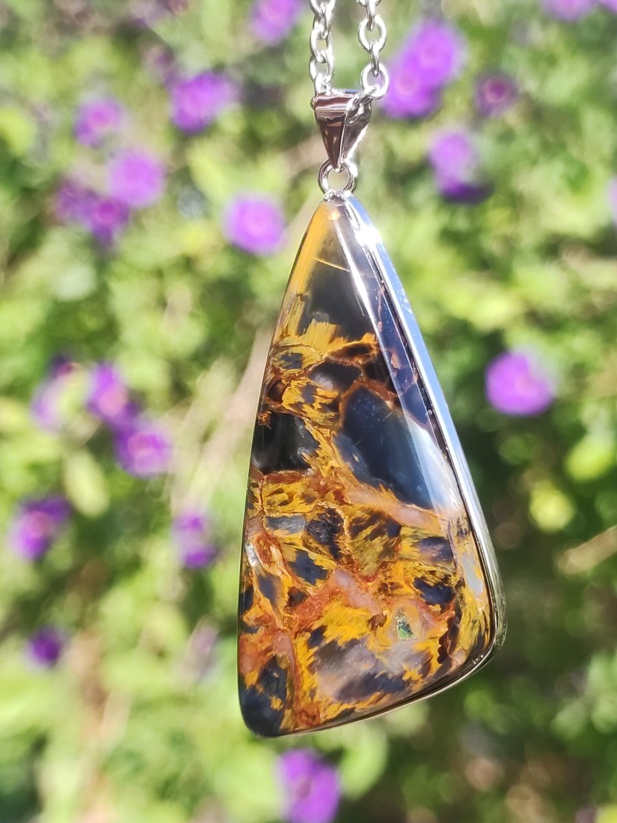 Pietersite gold - 925 Sterling Silber Edelstein Kette Natur Schutz Rarität Heilstein Kristall Mann Frau Er Sie Geschenk Schimmer Reflektion - Art of Nature Berlin