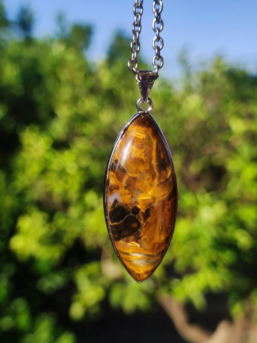 Pietersite gold - 925 Sterling Silber Edelstein Kette Natur Schutz Rarität Heilstein Kristall Mann Frau Er Sie Geschenk Schimmer Reflektion - Art of Nature Berlin