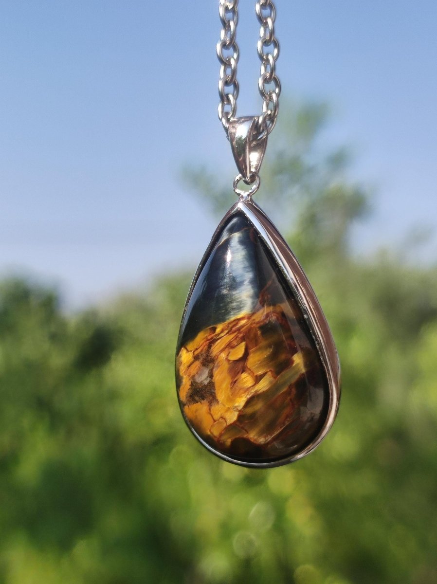 Pietersite gold - 925 Sterling Silber Edelstein Kette Natur Schutz Rarität Heilstein Kristall Mann Frau Er Sie Geschenk Schimmer Reflektion - Art of Nature Berlin