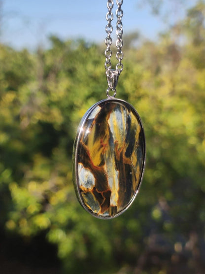 Pietersite gold - 925 Sterling Silber Edelstein Kette Natur Schutz Rarität Heilstein Kristall Mann Frau Er Sie Geschenk Schimmer Reflektion - Art of Nature Berlin