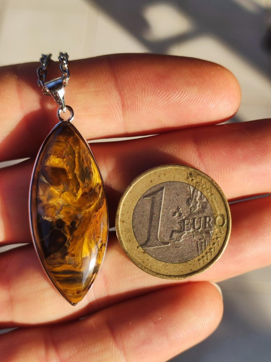 Pietersite gold - 925 Sterling Silber Edelstein Kette Natur Schutz Rarität Heilstein Kristall Mann Frau Er Sie Geschenk Schimmer Reflektion - Art of Nature Berlin