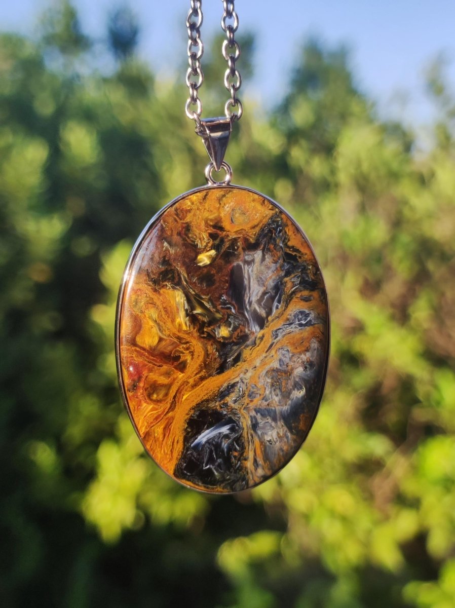 Pietersite gold - 925 Sterling Silber Edelstein Kette Natur Schutz Rarität Heilstein Kristall Mann Frau Er Sie Geschenk Schimmer Reflektion - Art of Nature Berlin