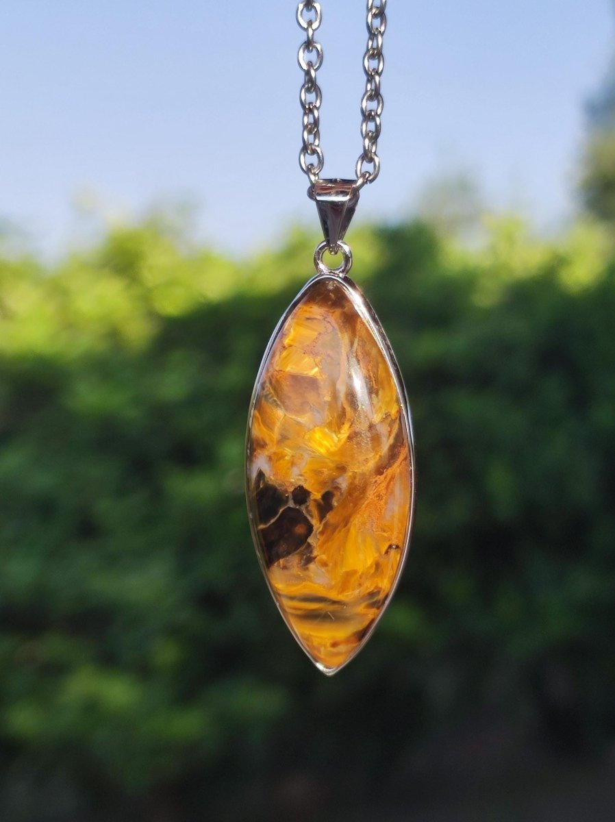 Pietersite gold - 925 Sterling Silber Edelstein Kette Natur Schutz Rarität Heilstein Kristall Mann Frau Er Sie Geschenk Schimmer Reflektion - Art of Nature Berlin