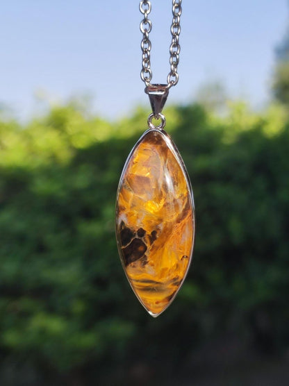 Pietersite gold - 925 Sterling Silber Edelstein Kette Natur Schutz Rarität Heilstein Kristall Mann Frau Er Sie Geschenk Schimmer Reflektion - Art of Nature Berlin
