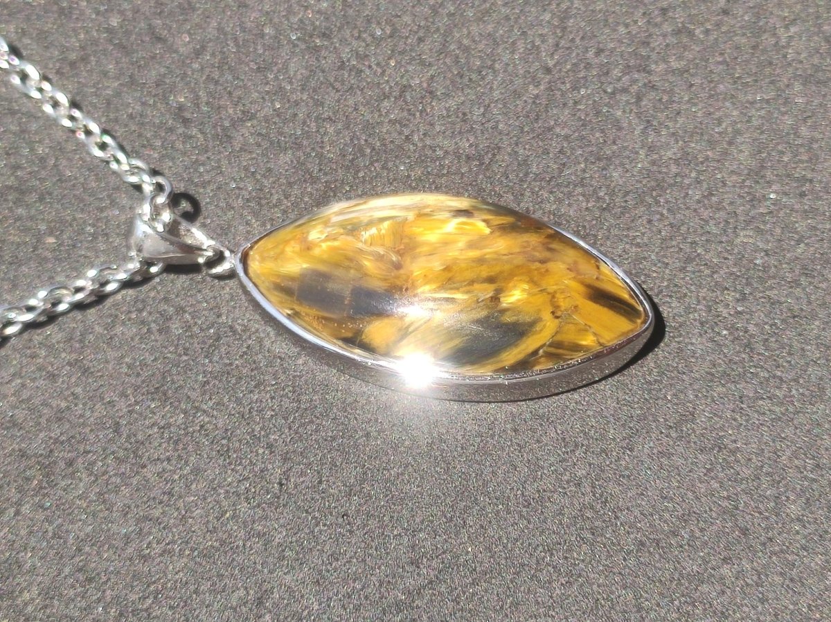 Pietersite gold - 925 Sterling Silber Edelstein Kette Natur Schutz Rarität Heilstein Kristall Mann Frau Er Sie Geschenk Schimmer Reflektion - Art of Nature Berlin