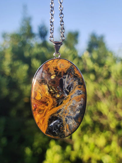 Pietersite gold - 925 Sterling Silber Edelstein Kette Natur Schutz Rarität Heilstein Kristall Mann Frau Er Sie Geschenk Schimmer Reflektion - Art of Nature Berlin