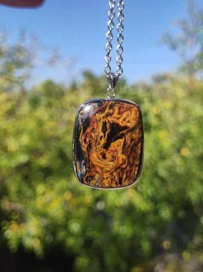Pietersite gold - 925 Sterling Silber Edelstein Kette Natur Schutz Rarität Heilstein Kristall Mann Frau Er Sie Geschenk Schimmer Reflektion - Art of Nature Berlin