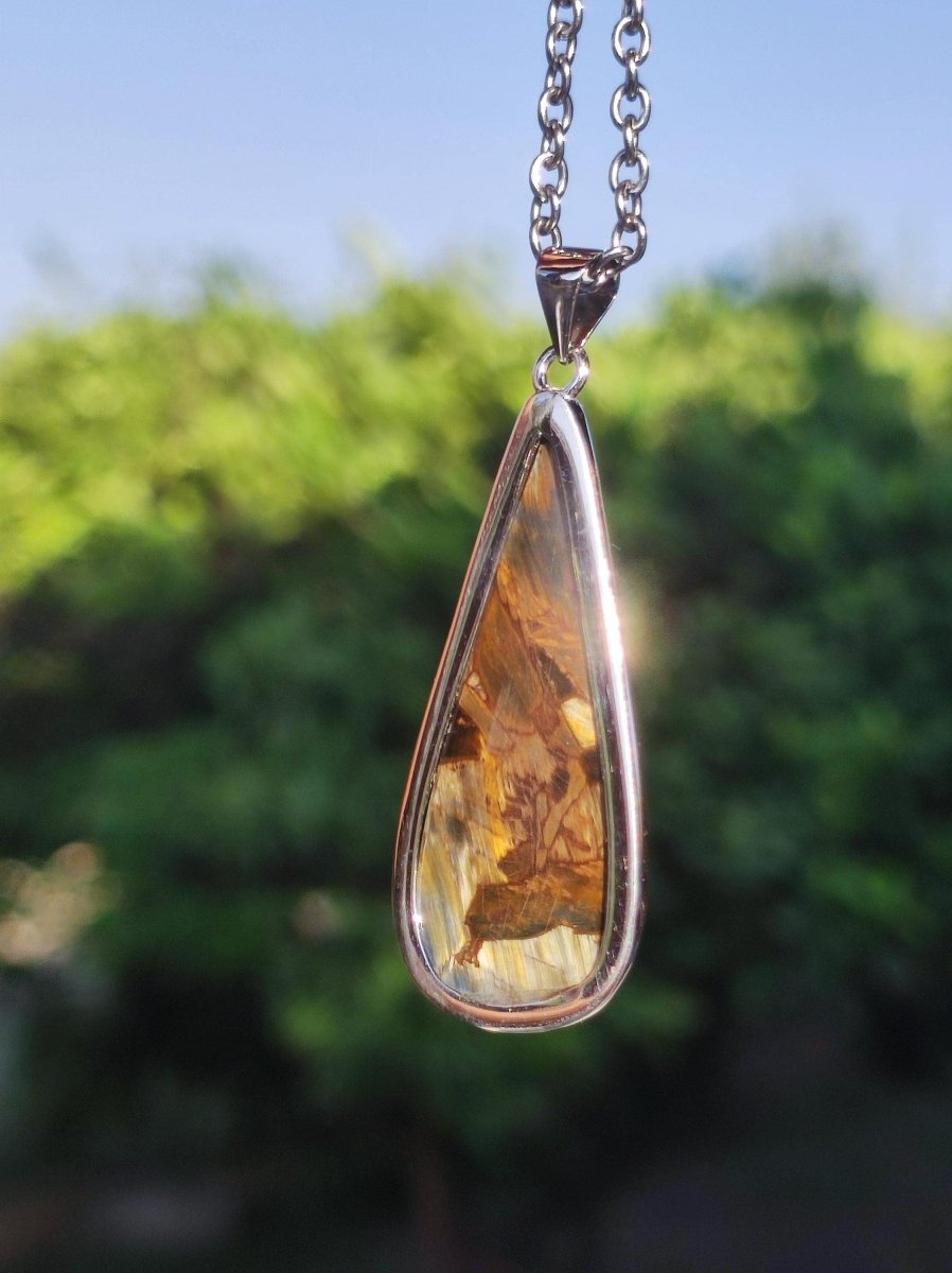 Pietersite gold - 925 Sterling Silber Edelstein Kette Natur Schutz Rarität Heilstein Kristall Mann Frau Er Sie Geschenk Schimmer Reflektion - Art of Nature Berlin