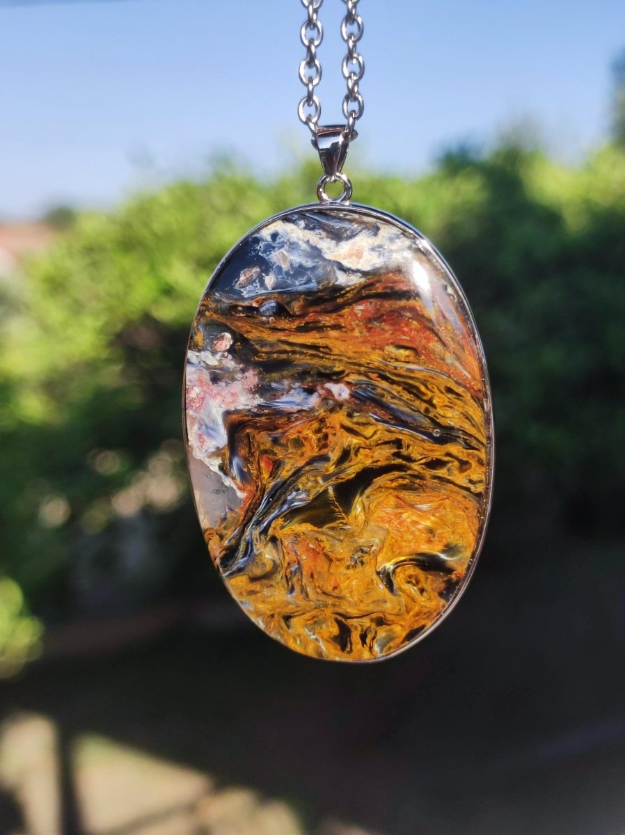Pietersite gold - 925 Sterling Silber Edelstein Kette Natur Schutz Rarität Heilstein Kristall Mann Frau Er Sie Geschenk Schimmer Reflektion - Art of Nature Berlin