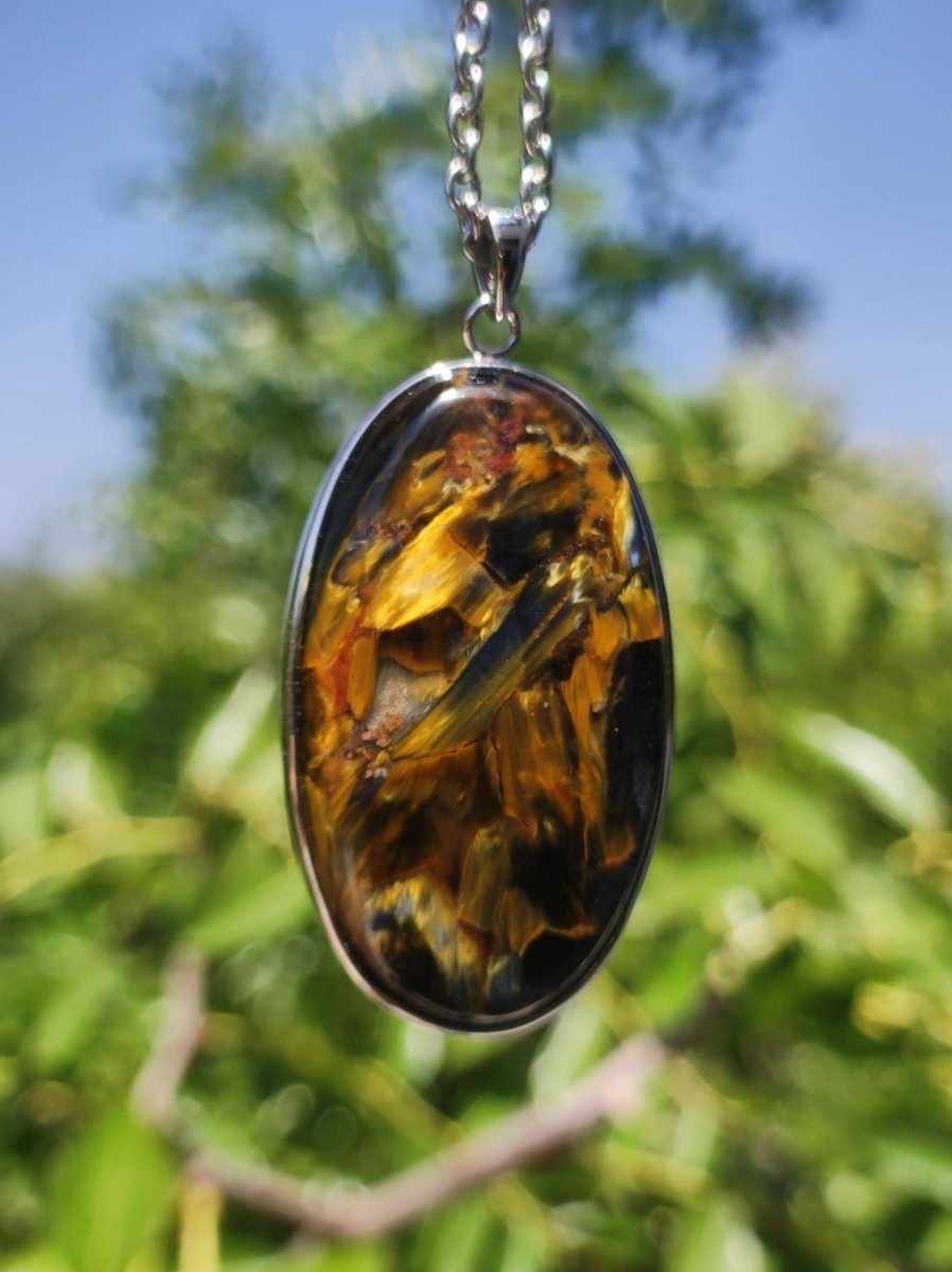 Pietersite gold - 925 Sterling Silber Edelstein Kette Natur Schutz Rarität Heilstein Kristall Mann Frau Er Sie Geschenk Schimmer Reflektion - Art of Nature Berlin