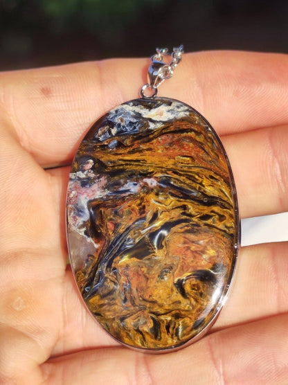 Pietersite gold - 925 Sterling Silber Edelstein Kette Natur Schutz Rarität Heilstein Kristall Mann Frau Er Sie Geschenk Schimmer Reflektion - Art of Nature Berlin
