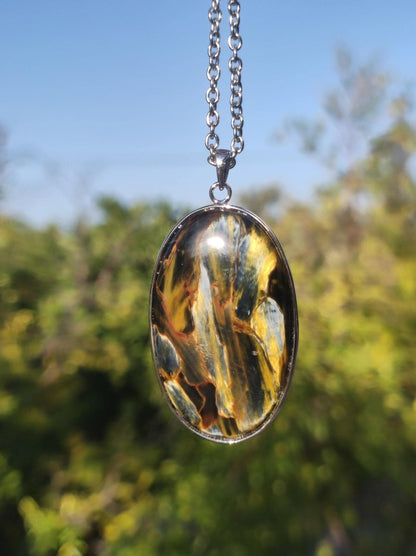 Pietersite gold - 925 Sterling Silber Edelstein Kette Natur Schutz Rarität Heilstein Kristall Mann Frau Er Sie Geschenk Schimmer Reflektion - Art of Nature Berlin