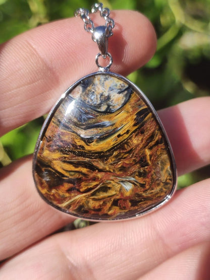 Pietersite gold - 925 Sterling Silber Edelstein Kette Natur Schutz Rarität Heilstein Kristall Mann Frau Er Sie Geschenk Schimmer Reflektion - Art of Nature Berlin