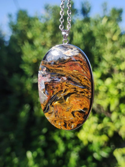 Pietersite gold - 925 Sterling Silber Edelstein Kette Natur Schutz Rarität Heilstein Kristall Mann Frau Er Sie Geschenk Schimmer Reflektion - Art of Nature Berlin
