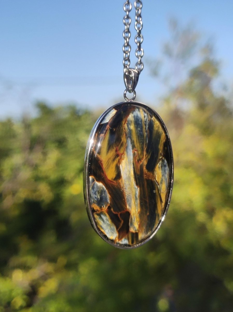 Pietersite gold - 925 Sterling Silber Edelstein Kette Natur Schutz Rarität Heilstein Kristall Mann Frau Er Sie Geschenk Schimmer Reflektion - Art of Nature Berlin