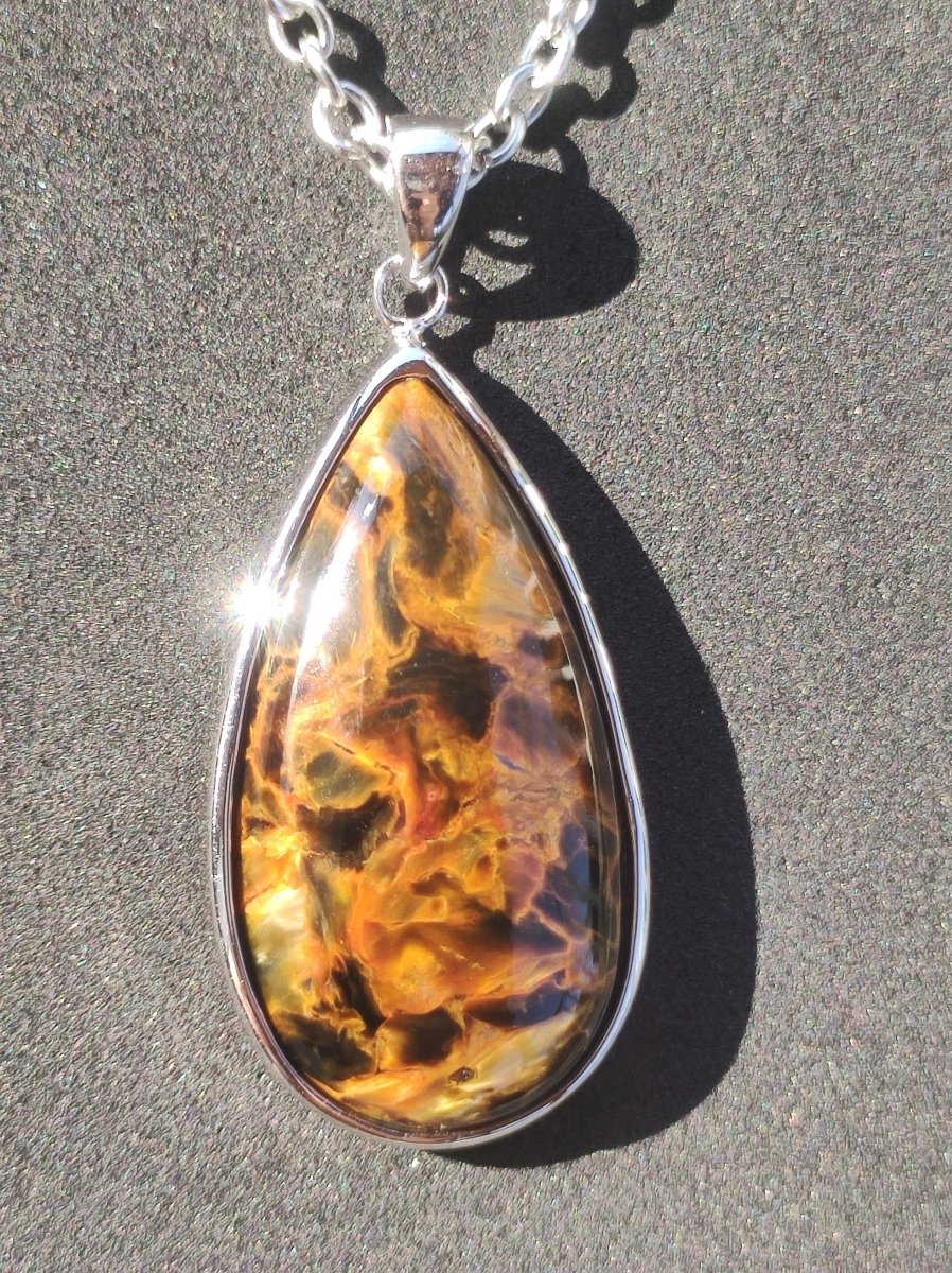 Pietersite gold - 925 Sterling Silber Edelstein Kette Natur Schutz Rarität Heilstein Kristall Mann Frau Er Sie Geschenk Schimmer Reflektion - Art of Nature Berlin