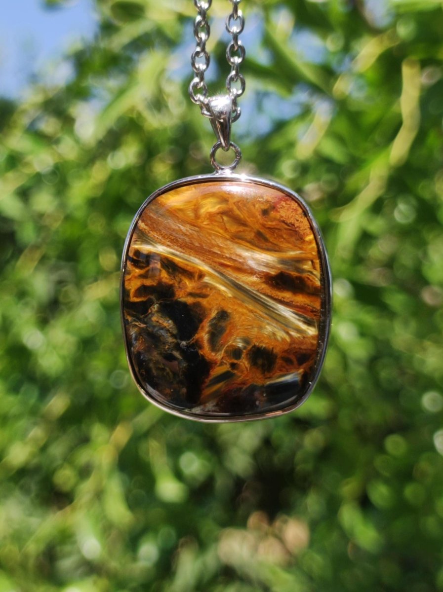 Pietersite gold - 925 Sterling Silber Edelstein Kette Natur Schutz Rarität Heilstein Kristall Mann Frau Er Sie Geschenk Schimmer Reflektion - Art of Nature Berlin