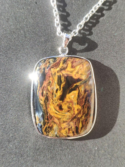 Pietersite gold - 925 Sterling Silber Edelstein Kette Natur Schutz Rarität Heilstein Kristall Mann Frau Er Sie Geschenk Schimmer Reflektion - Art of Nature Berlin