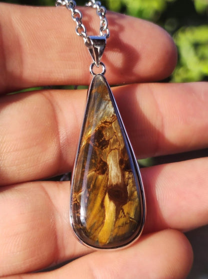 Pietersite gold - 925 Sterling Silber Edelstein Kette Natur Schutz Rarität Heilstein Kristall Mann Frau Er Sie Geschenk Schimmer Reflektion - Art of Nature Berlin