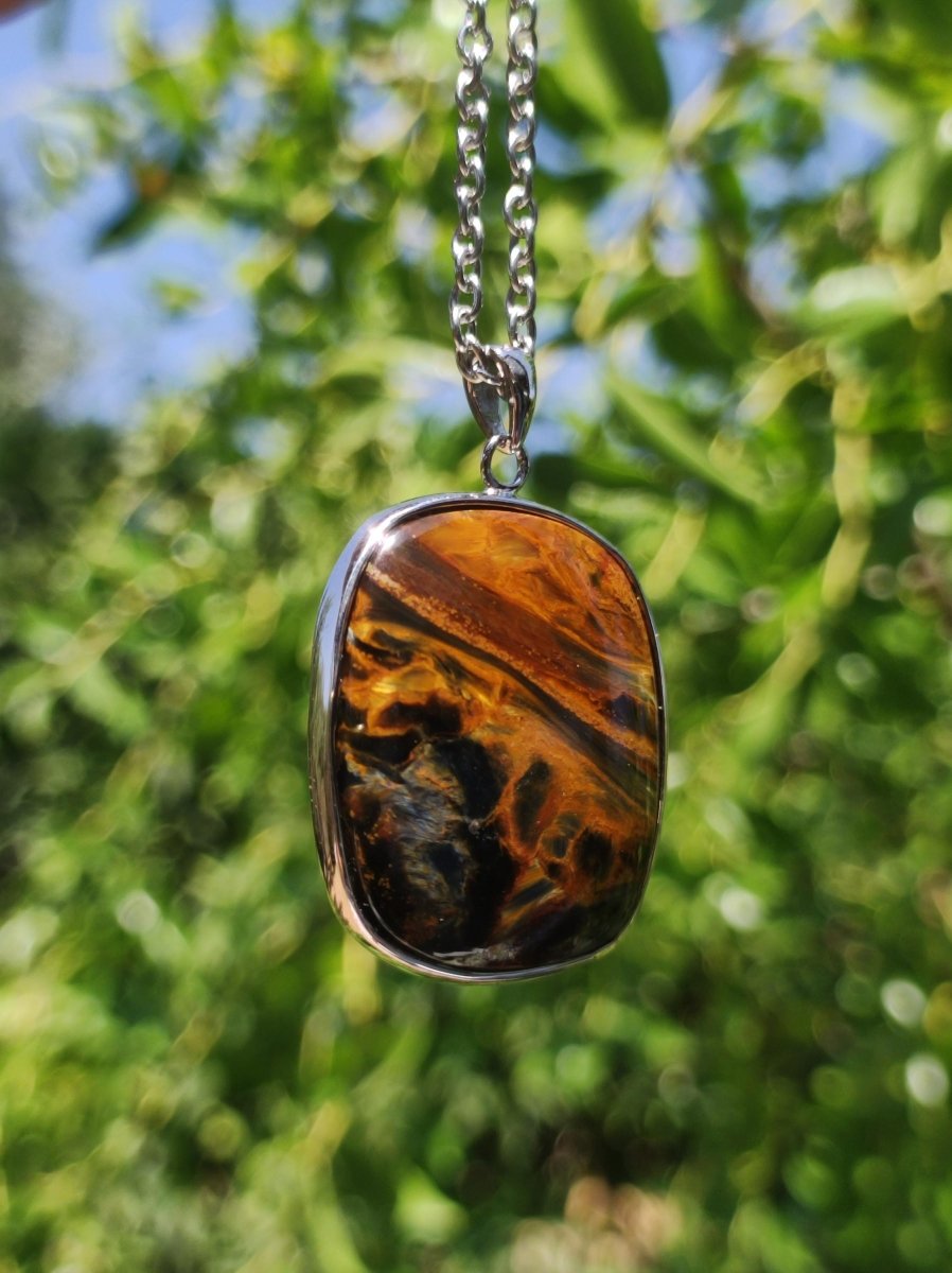 Pietersite gold - 925 Sterling Silber Edelstein Kette Natur Schutz Rarität Heilstein Kristall Mann Frau Er Sie Geschenk Schimmer Reflektion - Art of Nature Berlin