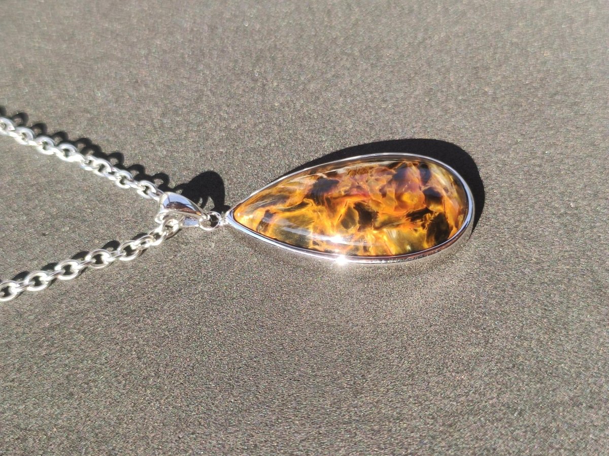 Pietersite gold - 925 Sterling Silber Edelstein Kette Natur Schutz Rarität Heilstein Kristall Mann Frau Er Sie Geschenk Schimmer Reflektion - Art of Nature Berlin