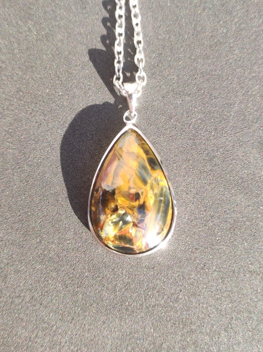 Pietersite gold - 925 Sterling Silber Edelstein Kette Natur Schutz Rarität Heilstein Kristall Mann Frau Er Sie Geschenk Schimmer Reflektion - Art of Nature Berlin