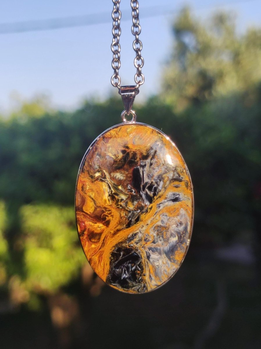 Pietersite gold - 925 Sterling Silber Edelstein Kette Natur Schutz Rarität Heilstein Kristall Mann Frau Er Sie Geschenk Schimmer Reflektion - Art of Nature Berlin